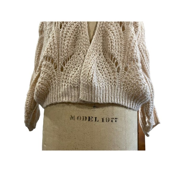 Silverflint Womens Open Front Cardigan Sweater Cream Knit Dolman S - Picture 3 of 10